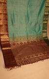 Dual Tone Teal green and Maroon soft silk saree