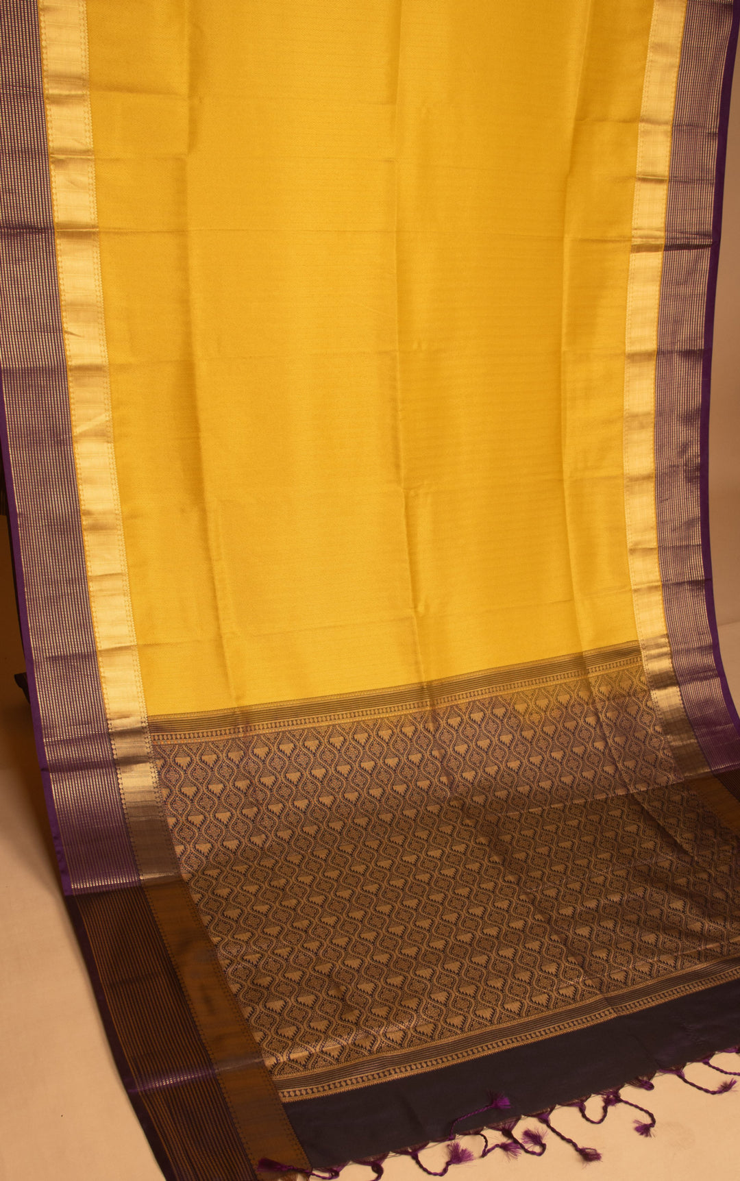 School bus yellow and Purple soft silk saree