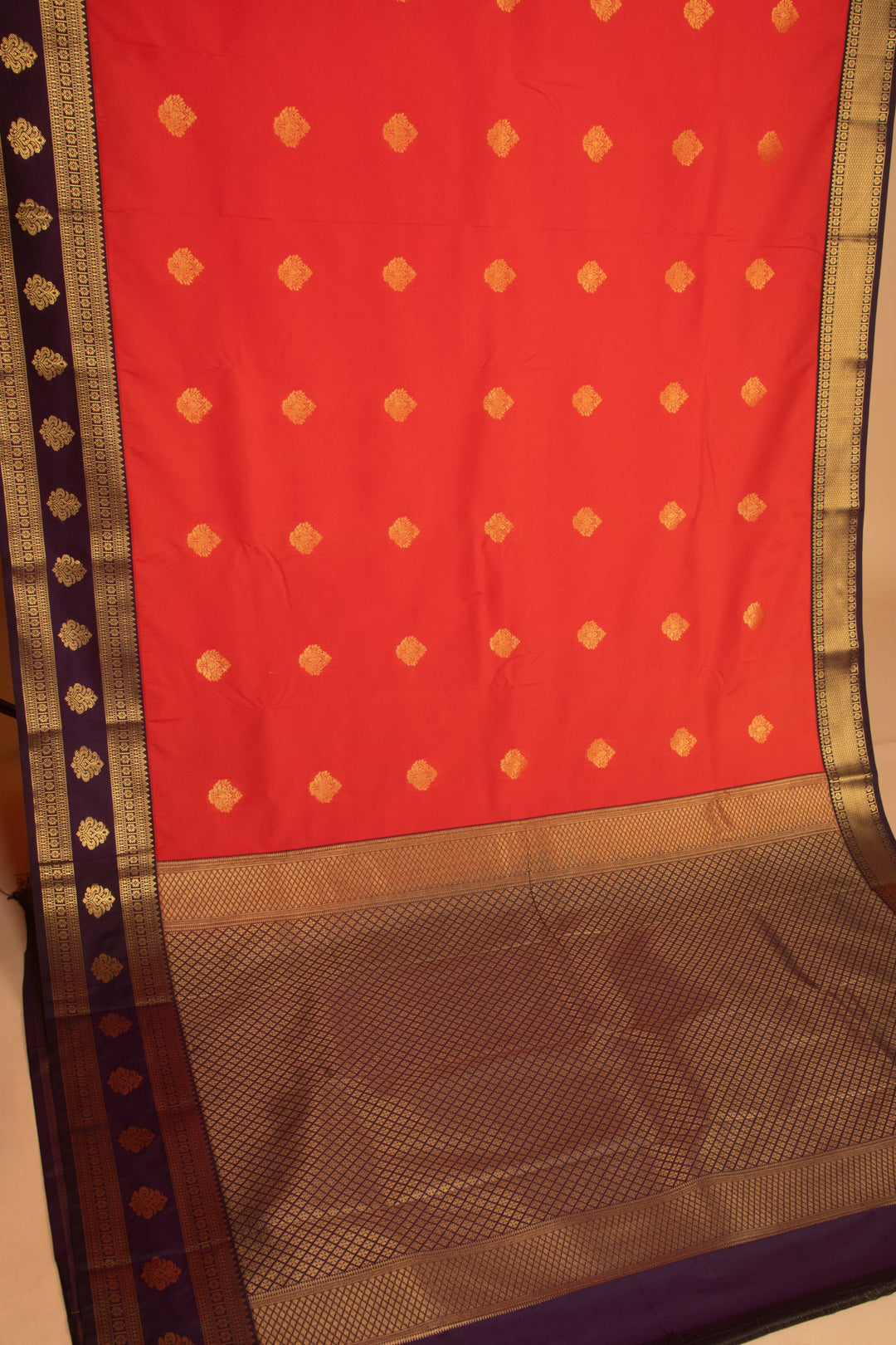 Neon orange and Eggplant Purple semi silk saree