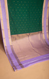 Pine green and Pastel Lavender Retta Patta Border semi silk saree