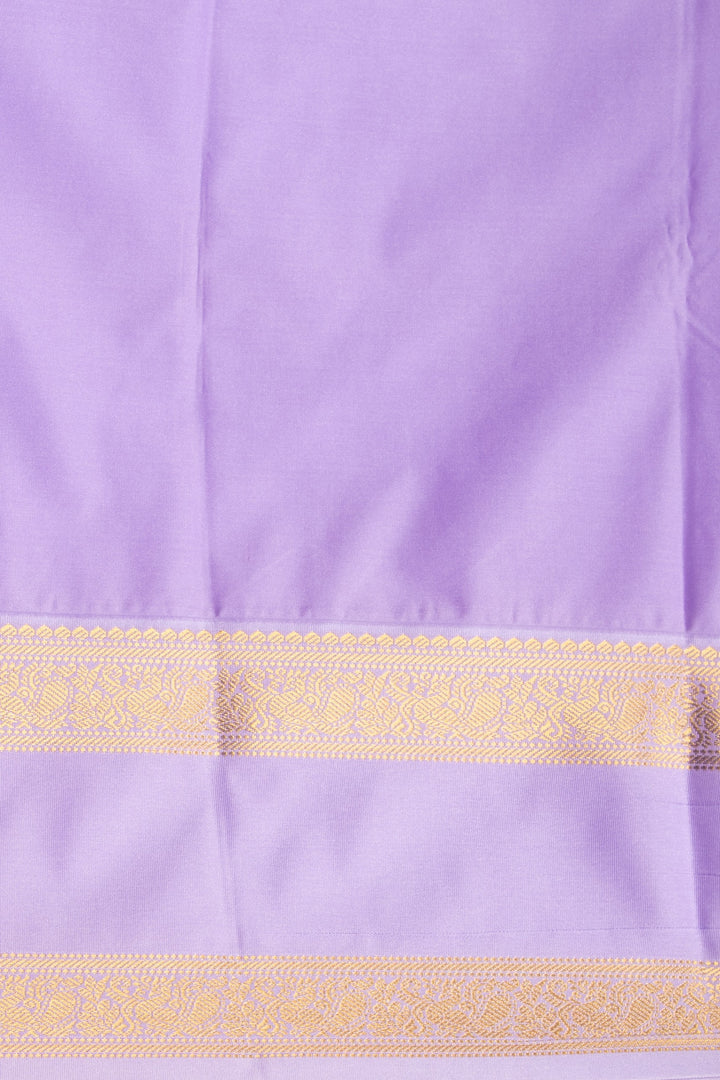 Pine green and Pastel Lavender Retta Patta Border semi silk saree