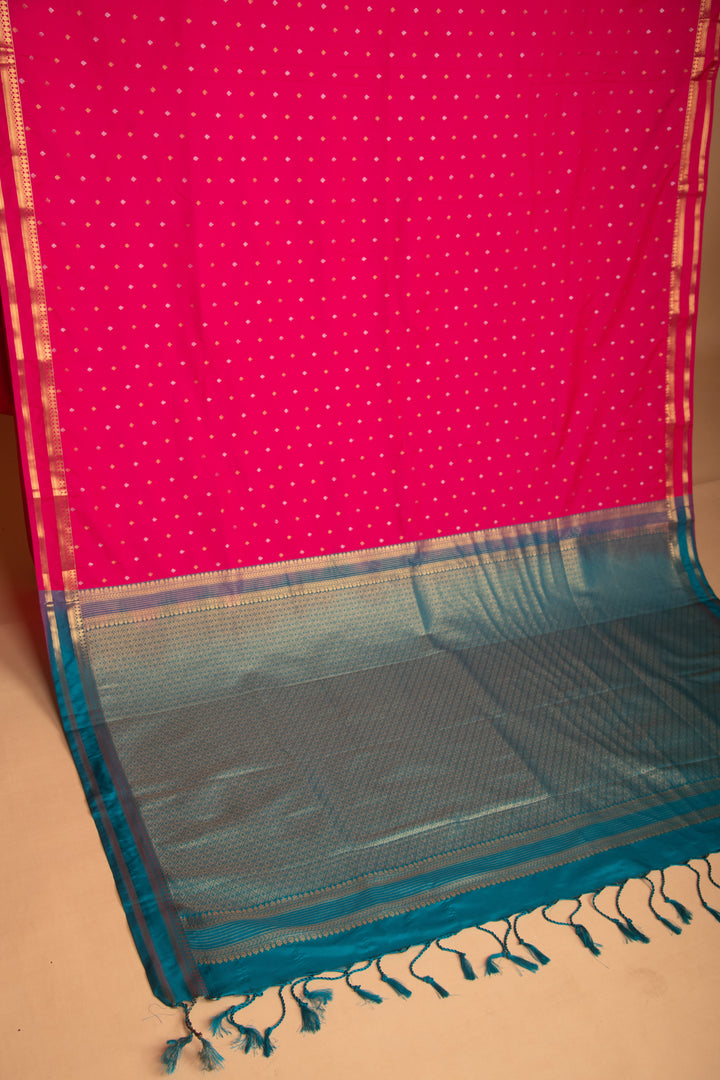 Rose and Rama Blue soft silk saree