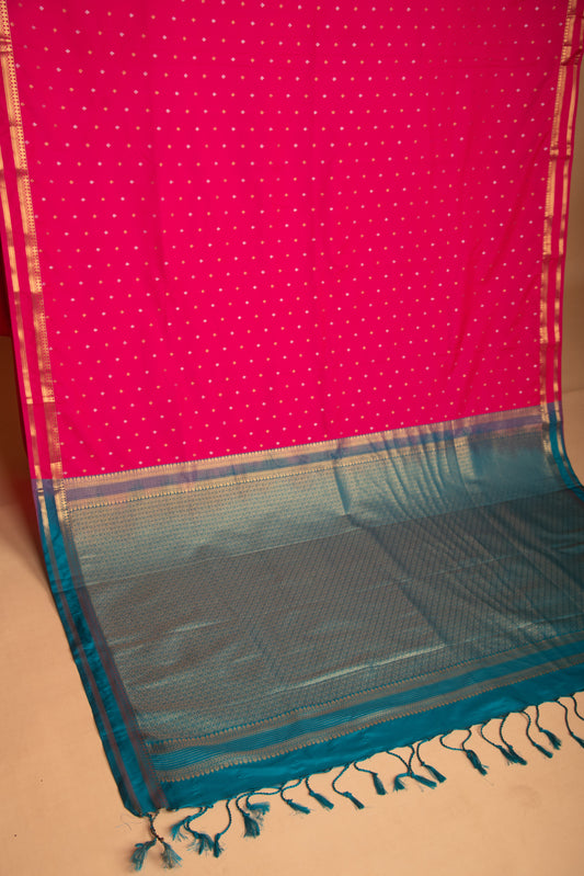 Rose and Rama Blue soft silk saree