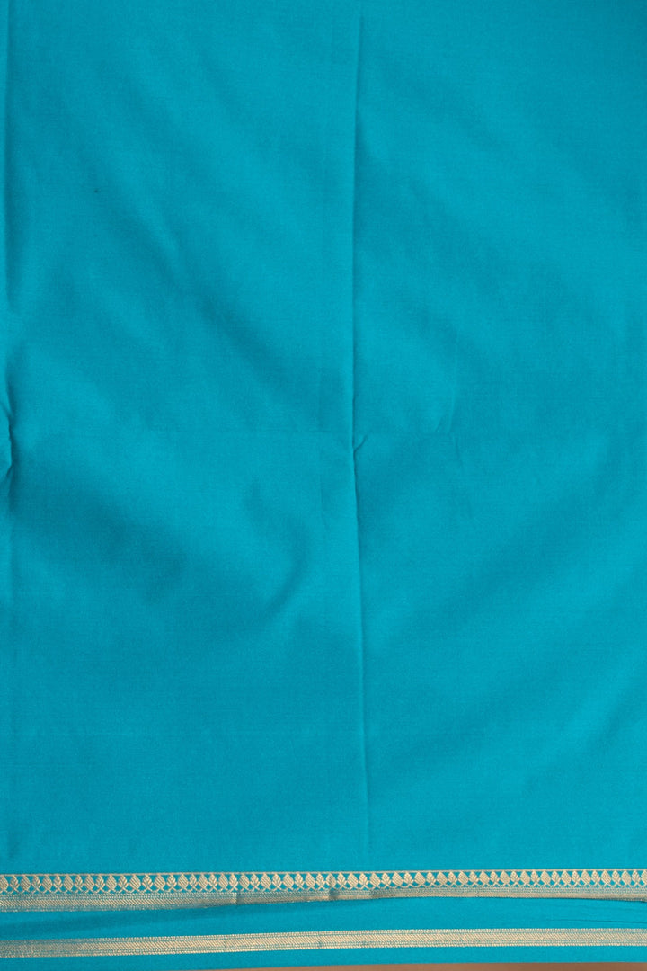 Dusky Rose and Rama Blue soft silk saree