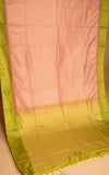 Peach and Chartreuse green soft silk saree