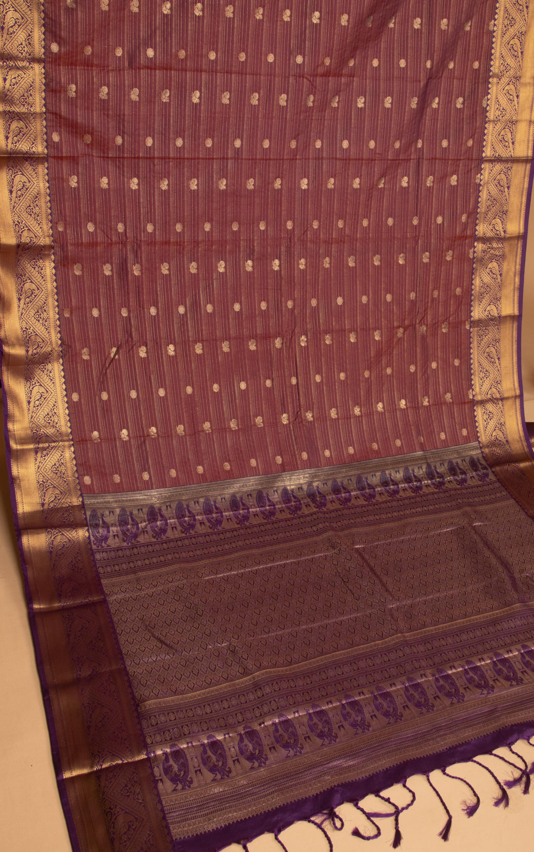 Dual Tone maroon and Purple soft silk saree