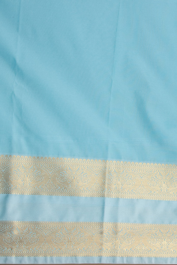Wine Brown and Sky blue Retta Patta Border semi silk saree