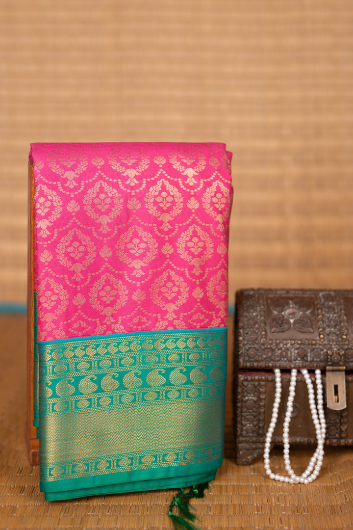 Rose Pink and Dual tone green Designer soft silk saree