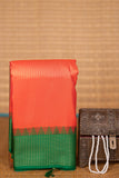Neon orange and Forest green Brocade soft silk saree