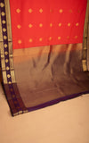 Bright orange and Plum purple  Retta Patta Border semi silk saree