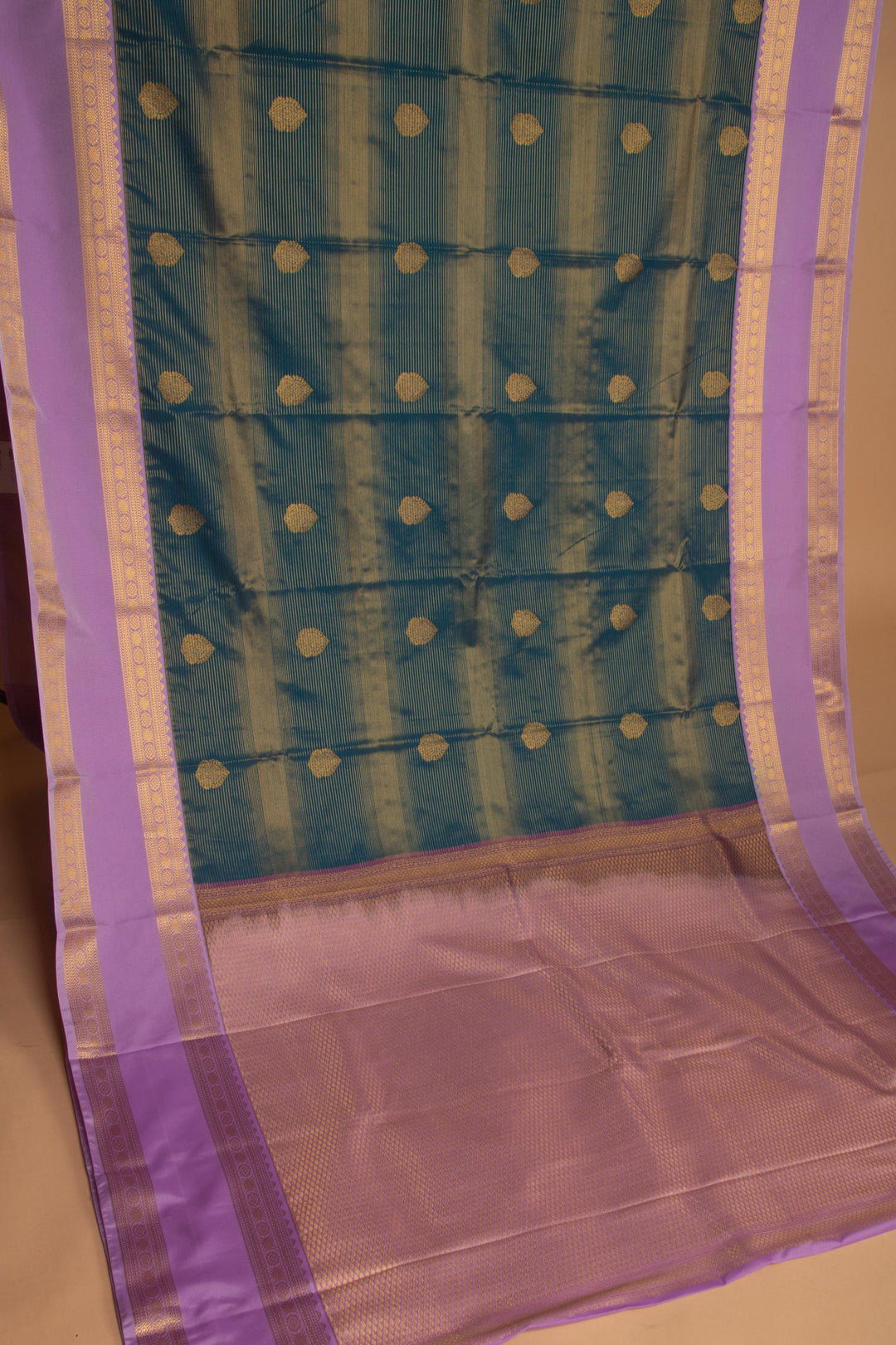 Peacock Blue and Lilac Lavender Vairaoosi soft silk saree