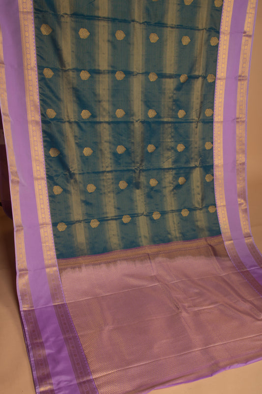 Peacock Blue and Lilac Lavender Vairaoosi soft silk saree