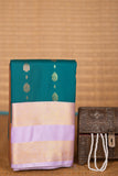 Teal Blue and Pastel Lavender Butta semi silk saree