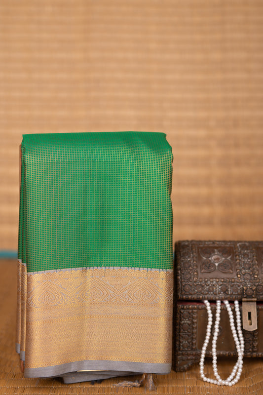Jungle Green and Steel grey soft silk saree