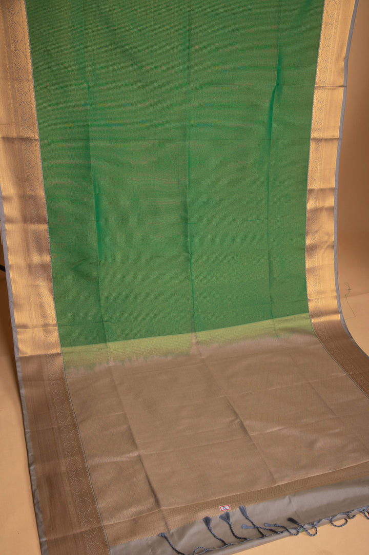 Jungle Green and Steel grey soft silk saree