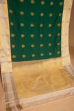 Bottle green and Offwhite Butta semi silk saree