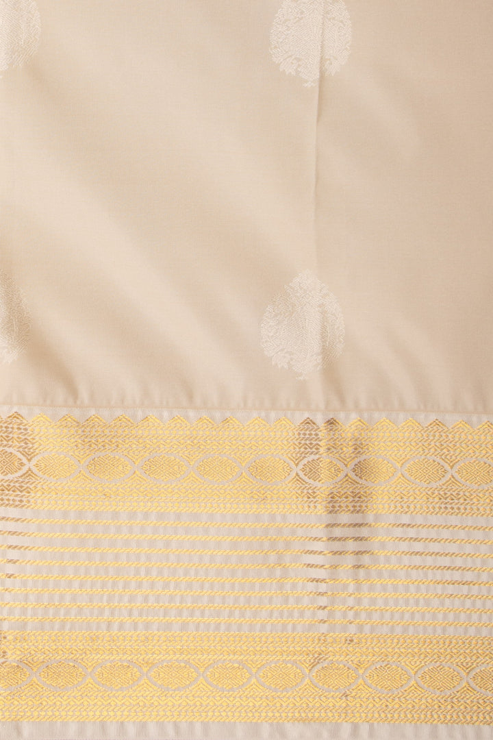 Bottle green and Offwhite Butta semi silk saree