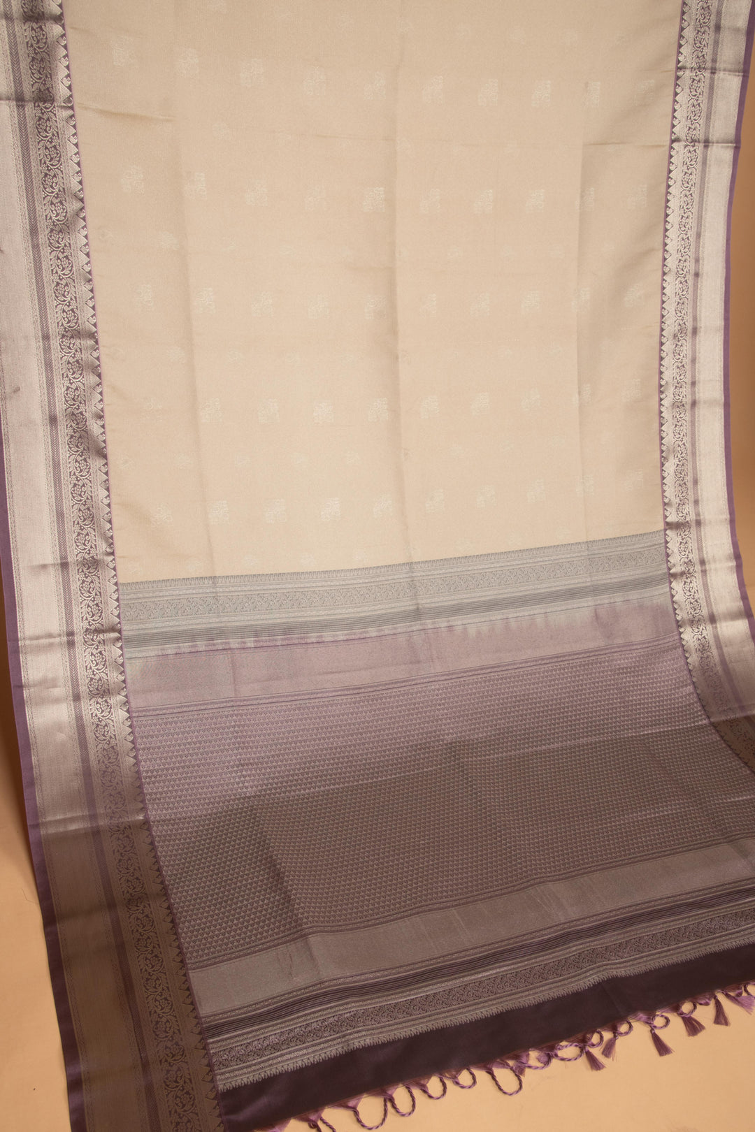 Dusky white and Dusky Lavender Vairaoosi soft silk saree