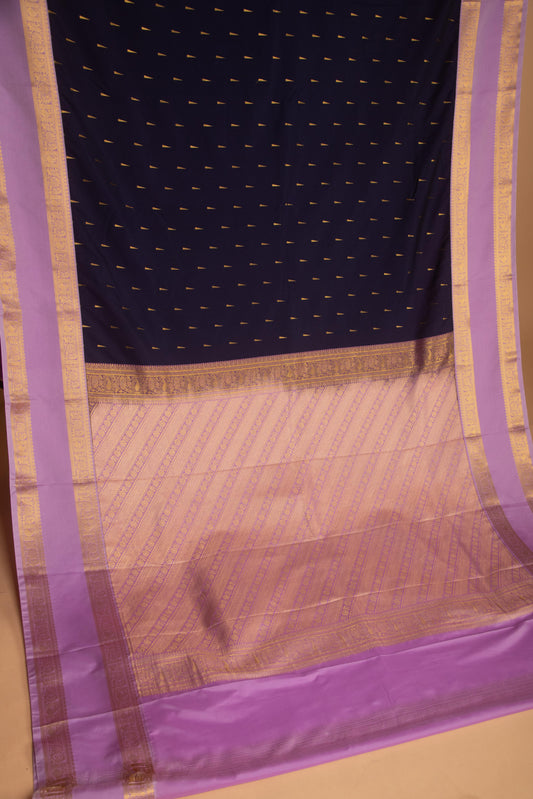 Navy Blue and Lavender Semi silk saree