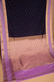 Navy Blue and Lavender Semi silk saree