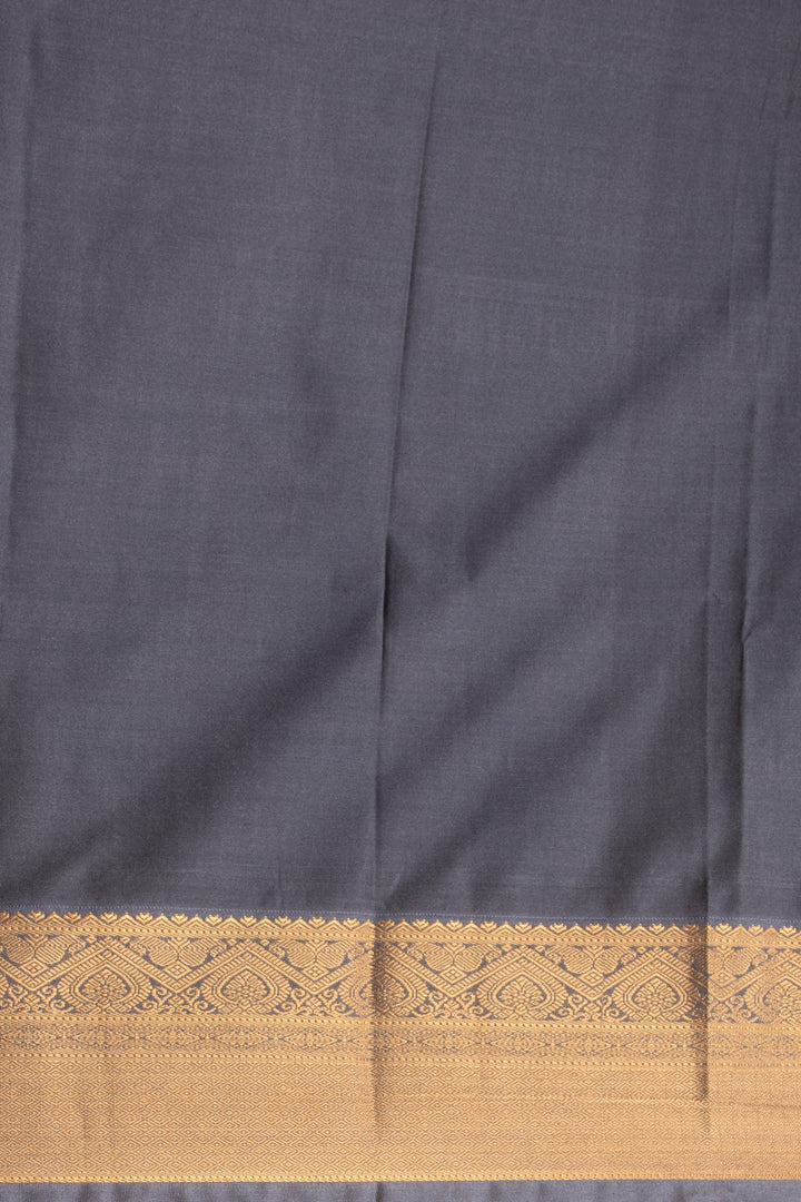 Mustard Yellow and Charcoal grey small checked soft silk saree