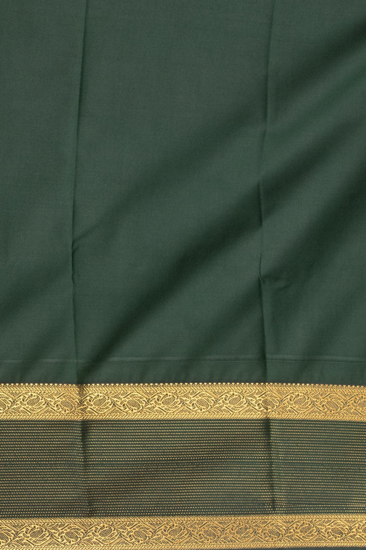 Rose Pink and Bottle green Korvai semi silk saree