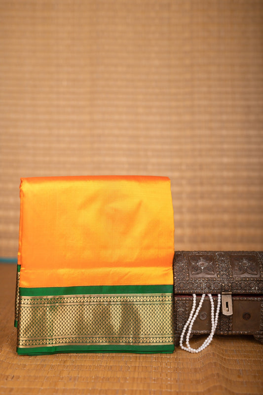 Mango yellow 9 yard pure silk saree