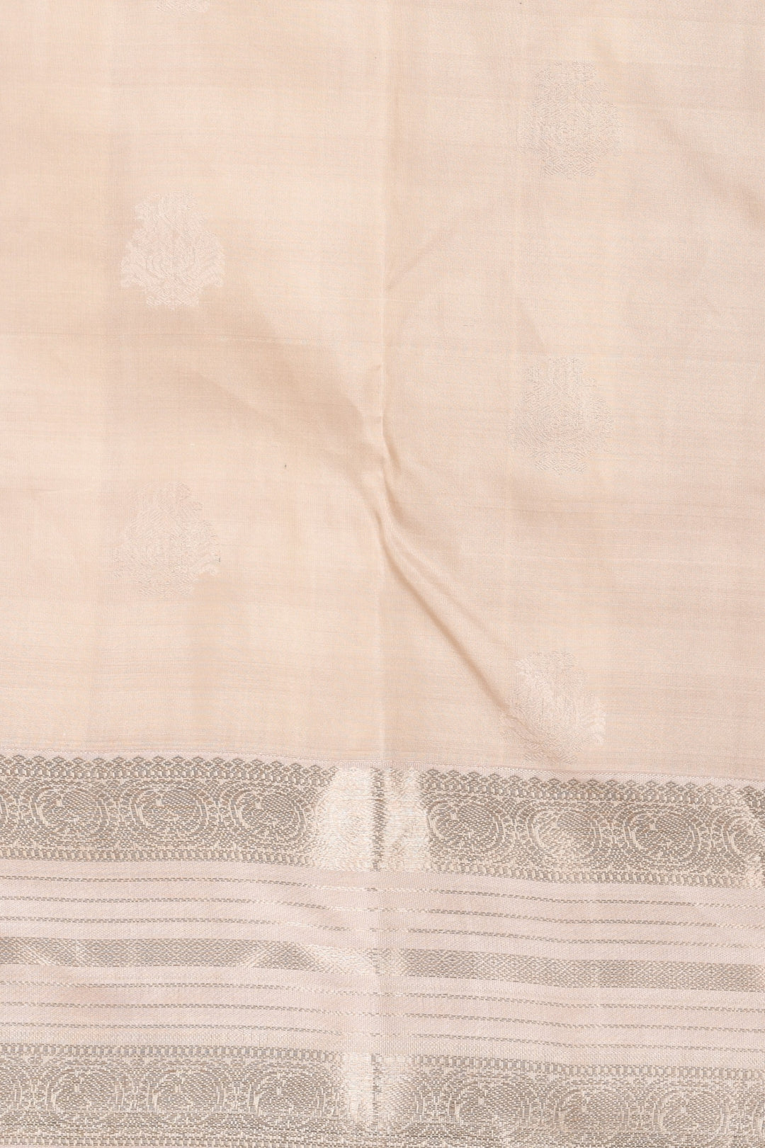 Bottle Green and Dusky white Retta Patta Border pure kanchi silk saree