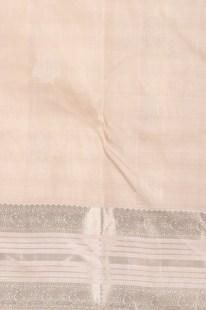 Bottle Green and Dusky white Retta Patta Border pure kanchi silk saree