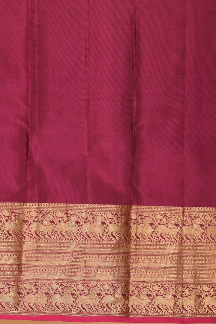 Zinc grey and Wildberry Big Border pure kanchi silk saree