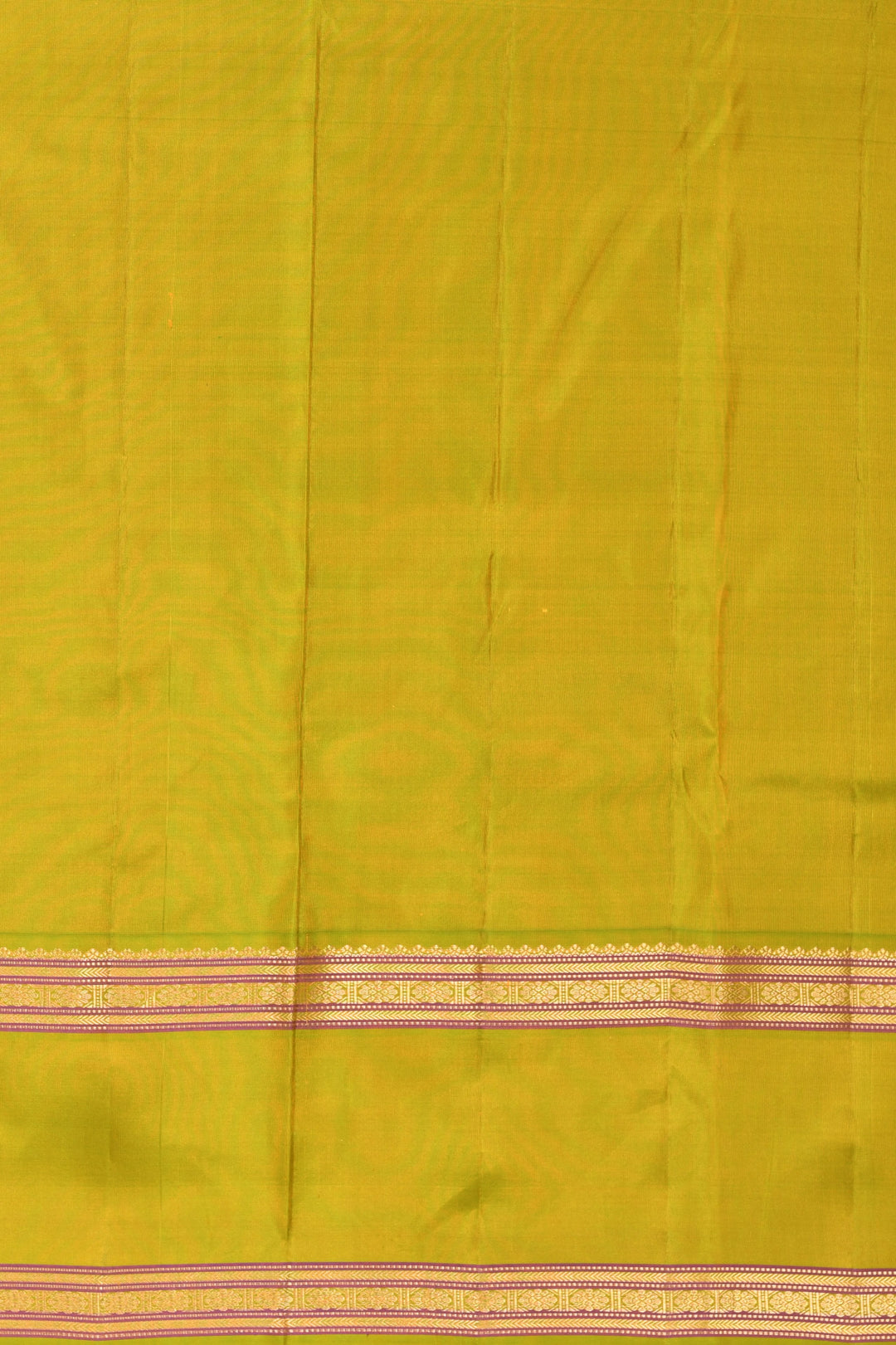 Royal Yellow and Dual Tone Green Retta Patta Border pure kanchi silk saree