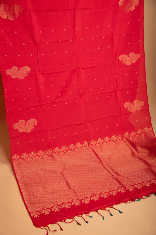 Chilli Red Borderless Pure Touch silk saree