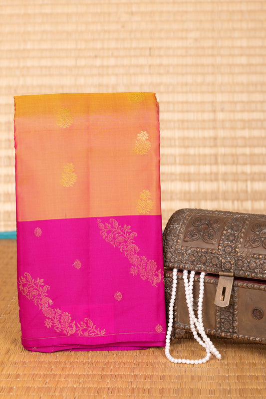 Dual Tone Orange and Purple Designer Pure Touch silk saree