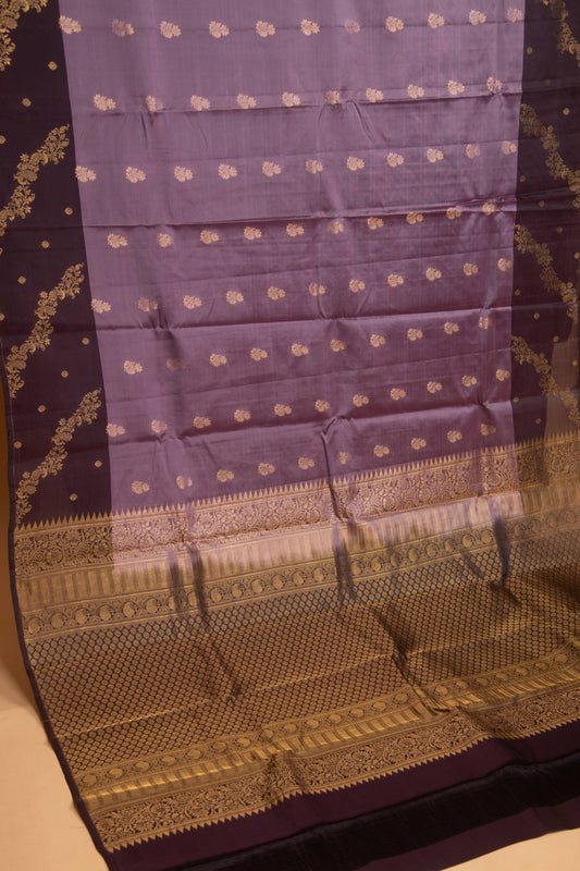 Purple Heart and Blackberry Designer Pure Touch silk saree