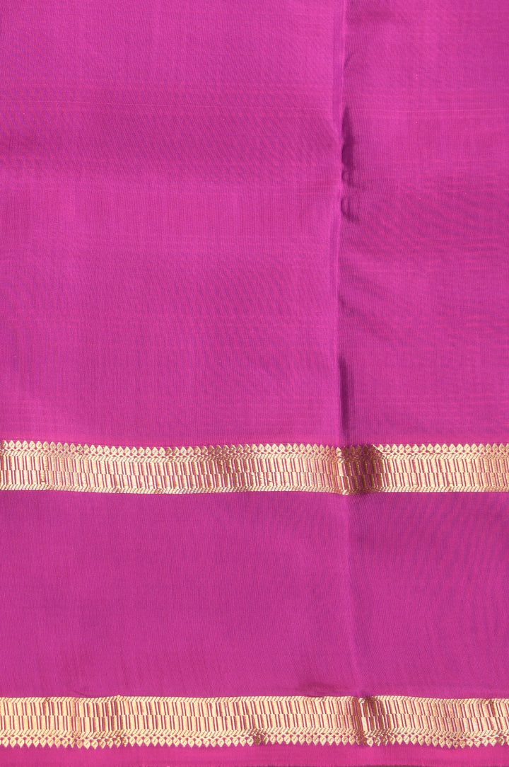 Peacock Green and Purple Checked Pure Touch silk saree