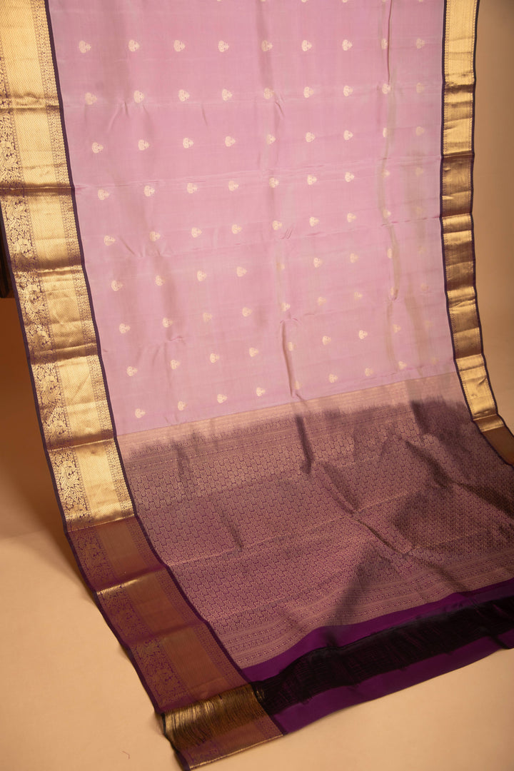 Cherry Blossom Pink and Eggplant Purple Pure Touch silk saree)