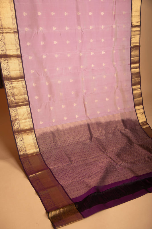 Cherry Blossom Pink and Eggplant Purple Pure Touch silk saree)