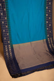 Azure Blue and Navy Blue Traditional semi silk saree