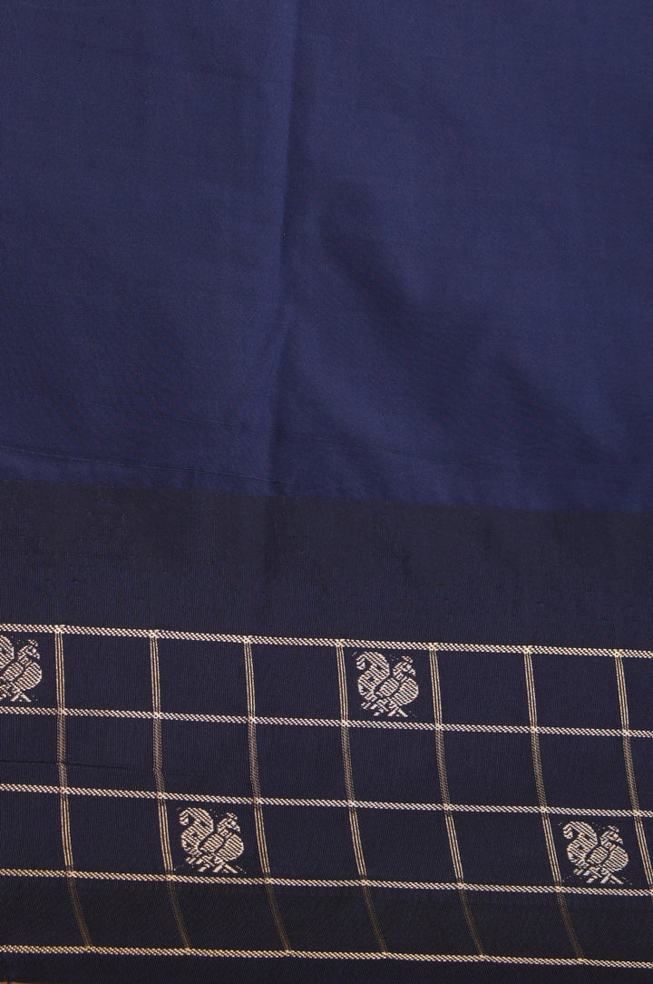 Azure Blue and Navy Blue Traditional semi silk saree