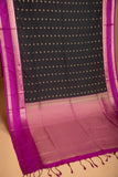 Black and Bright Purple Retta Patta Korvai Border semi silk saree