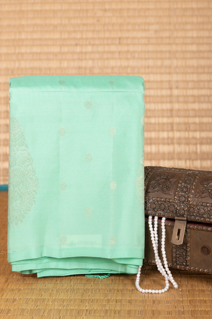 Mint Green Borderless Pure Touch silk saree