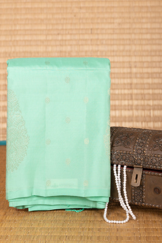 Mint Green Borderless Pure Touch silk saree
