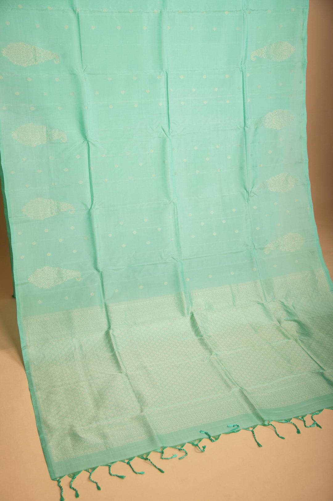 Mint Green Borderless Pure Touch silk saree