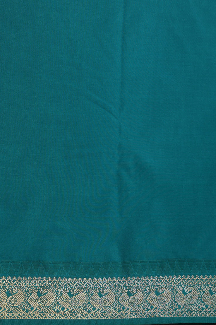 Milagai Pazham and Teal Green Small Border semi silk saree