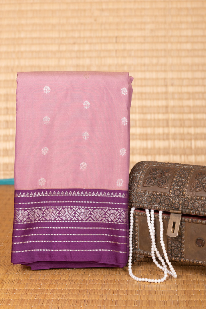 Mauve Purple Butta semi silk saree
