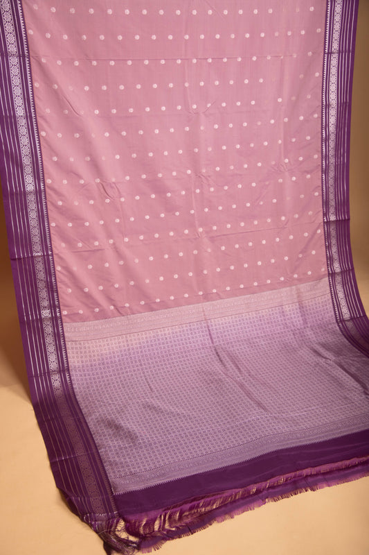Mauve Purple Butta semi silk saree