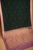 Bottle Green and Pastel Pink Small Border semi silk saree