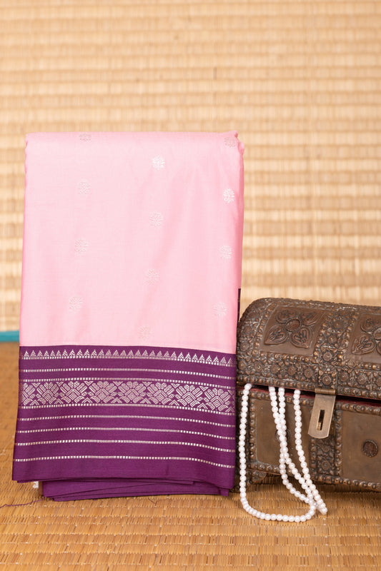 Baby Pink and Purple semi silk saree