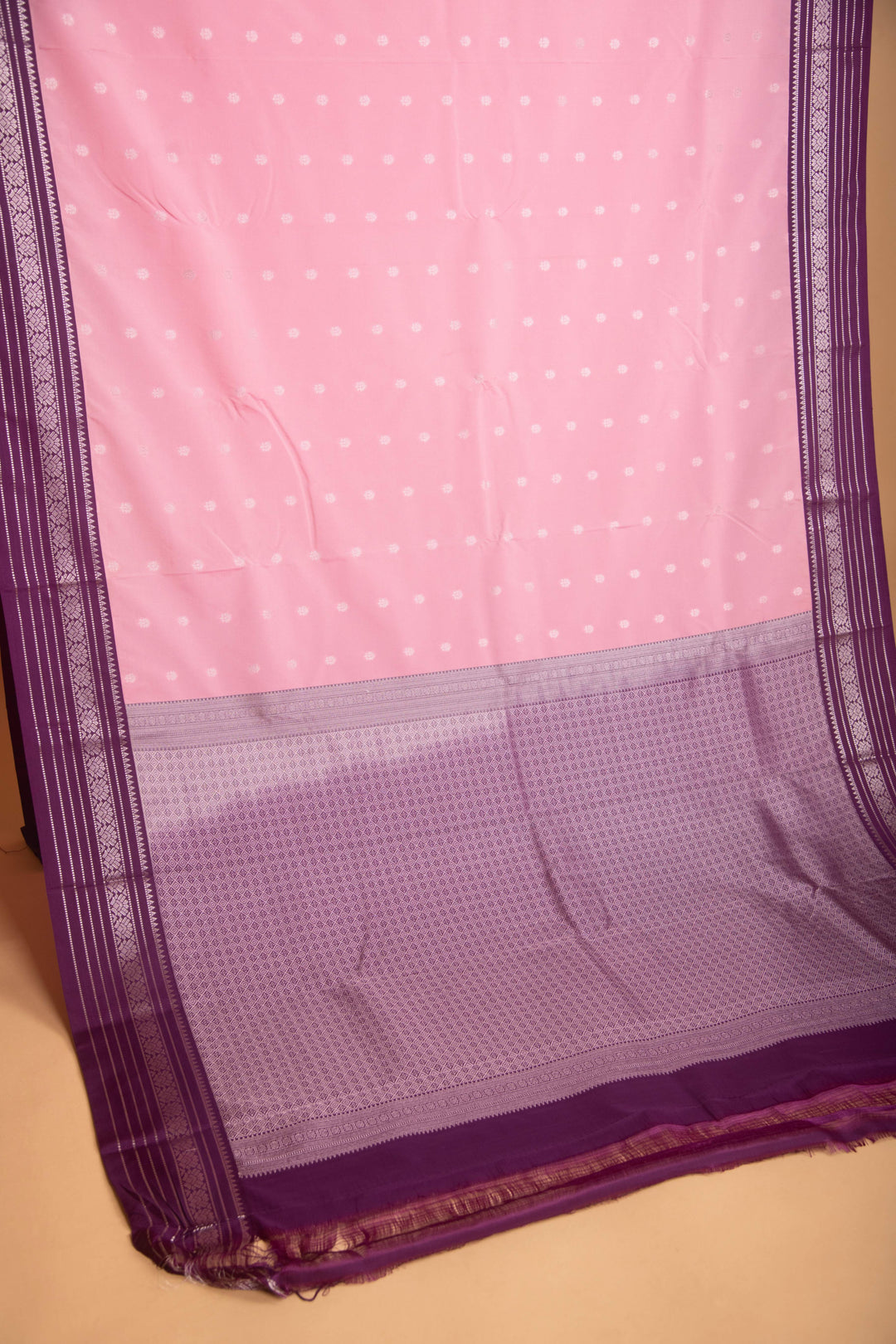 Baby Pink and Purple semi silk saree