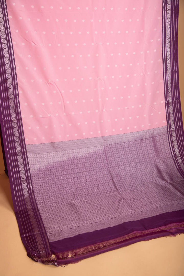 Baby Pink and Purple semi silk saree